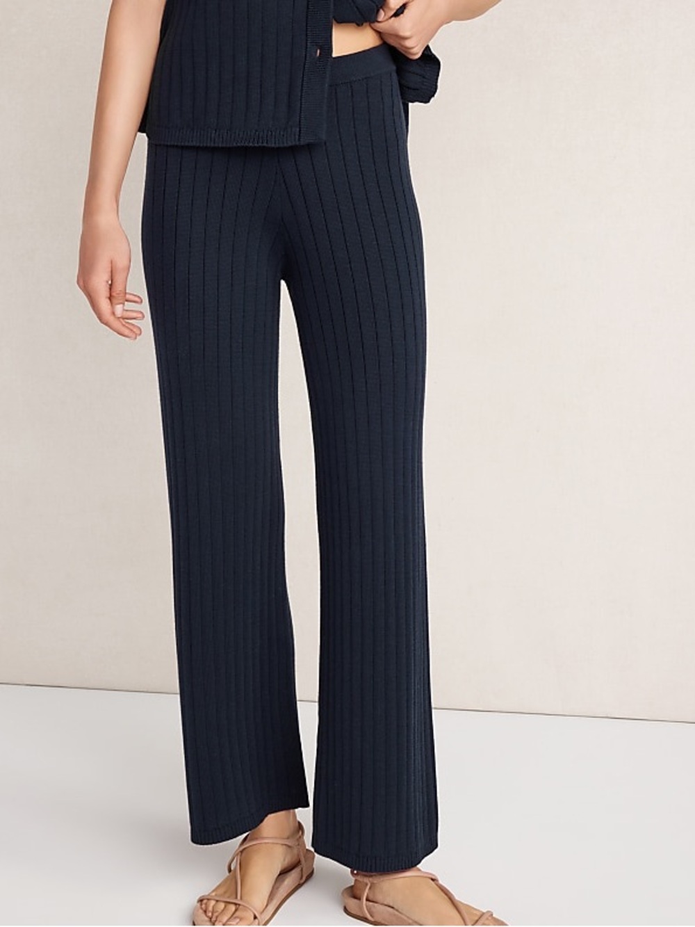 Haven Well Within Organic Cotton Wide Rib Pants Navy Blue Size Large